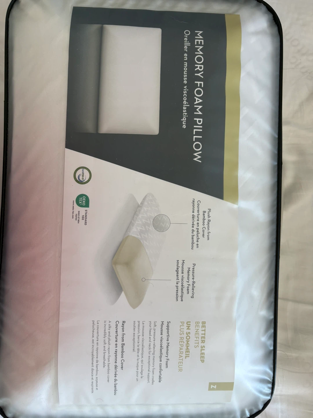 Memory Foam Pillow with Bamboo Cover - photo 2