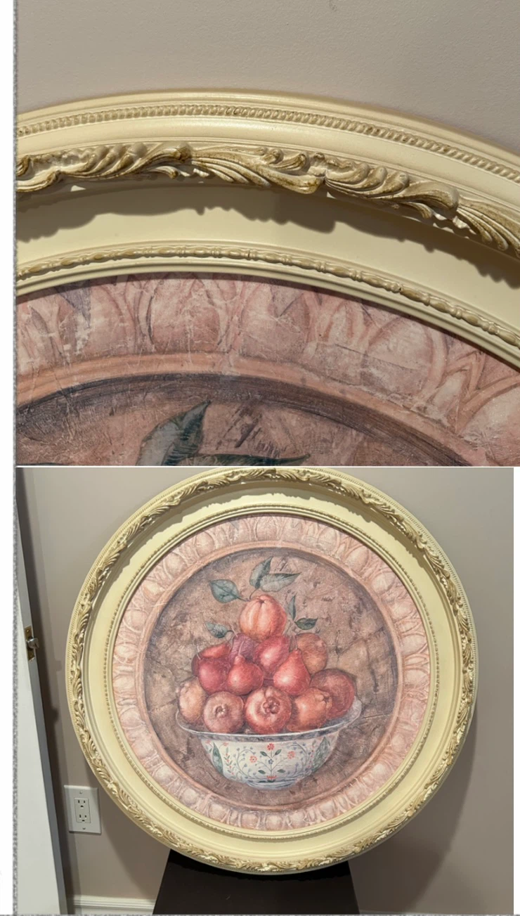 Framed Oval Still Life Print of Fruit Bowl