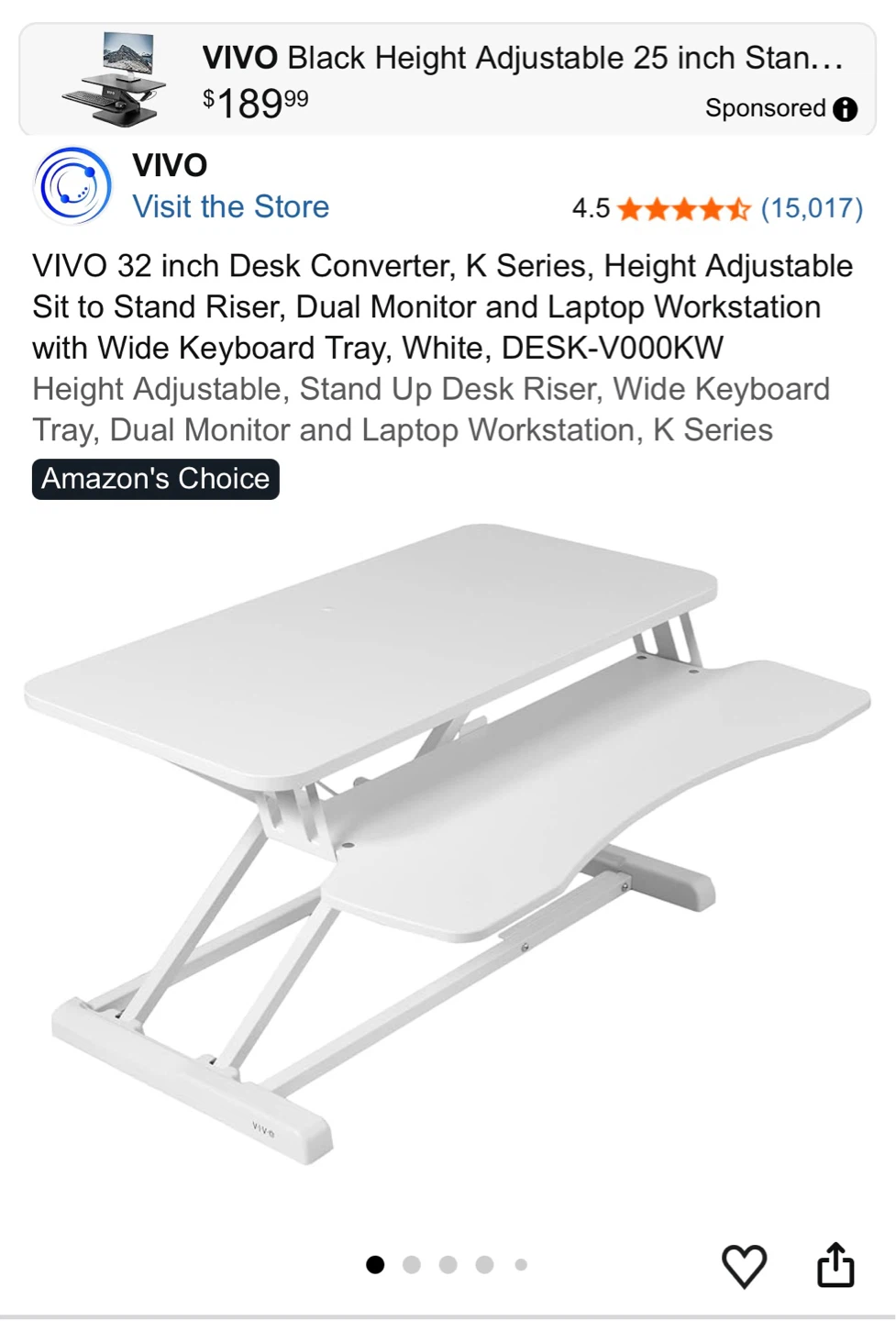 VIVO White Adjustable Standing Desk Converter - photo 5