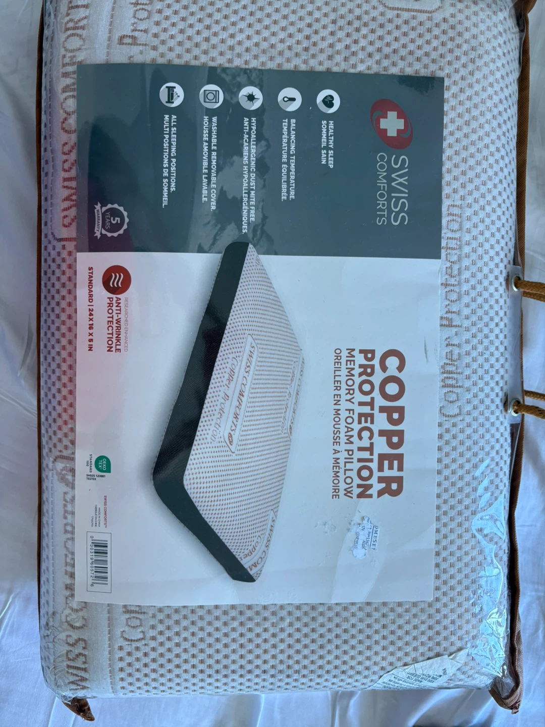 Swiss Comforts Copper Protection Memory Foam Pillow - photo 2