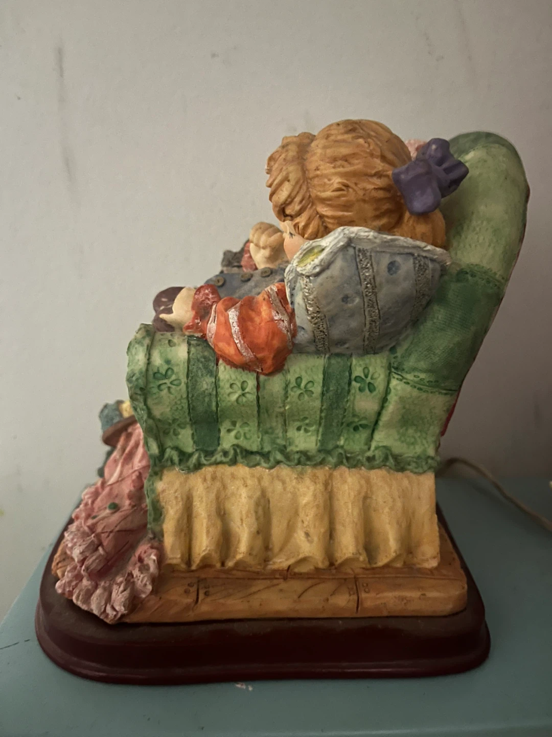 Sleeping Child Figurine with Dog and Cat - photo 2
