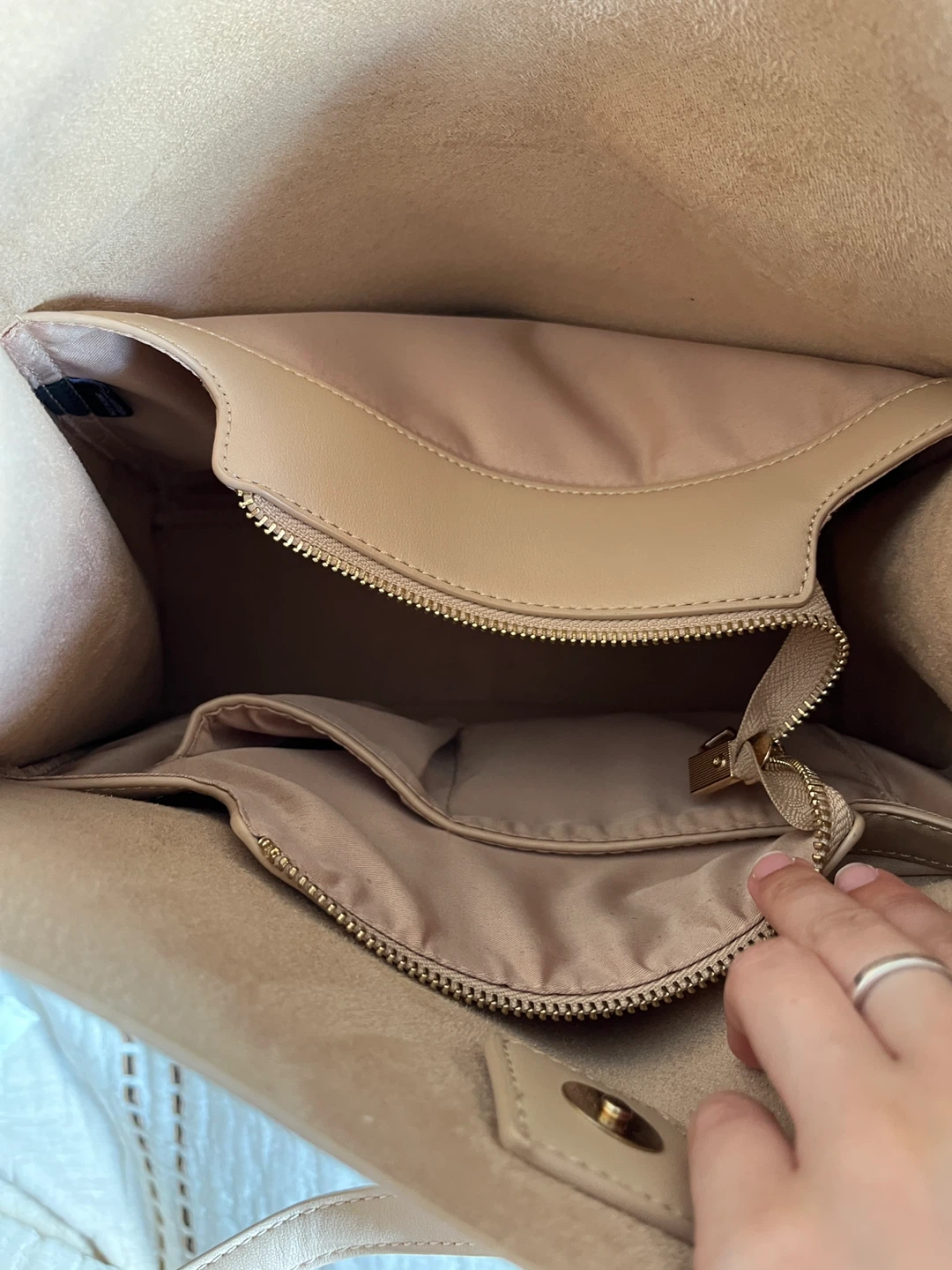 Beige Faux Leather Tote Bag - photo 2