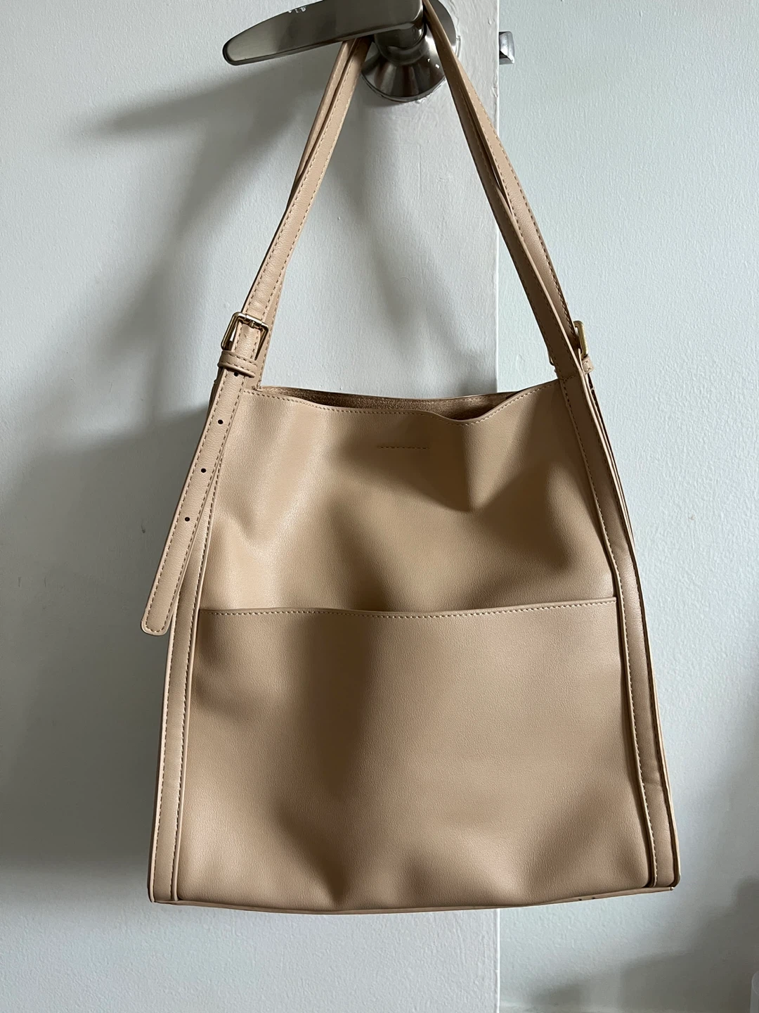 Beige Faux Leather Tote Bag - photo 3