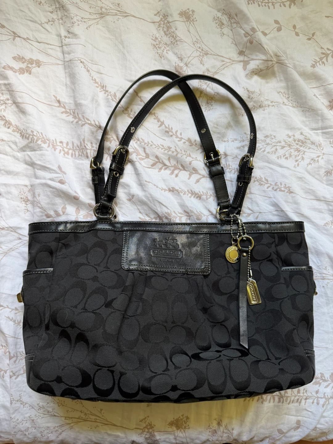 LIKE NEW Vintage Coach Monogram Medium Tote Bag Silver Hardware - photo 2