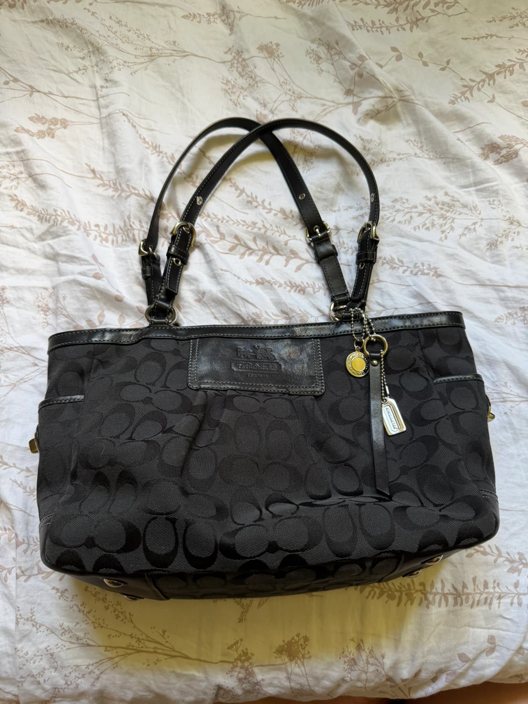 LIKE NEW Vintage Coach Monogram Medium Tote Bag Silver Hardware