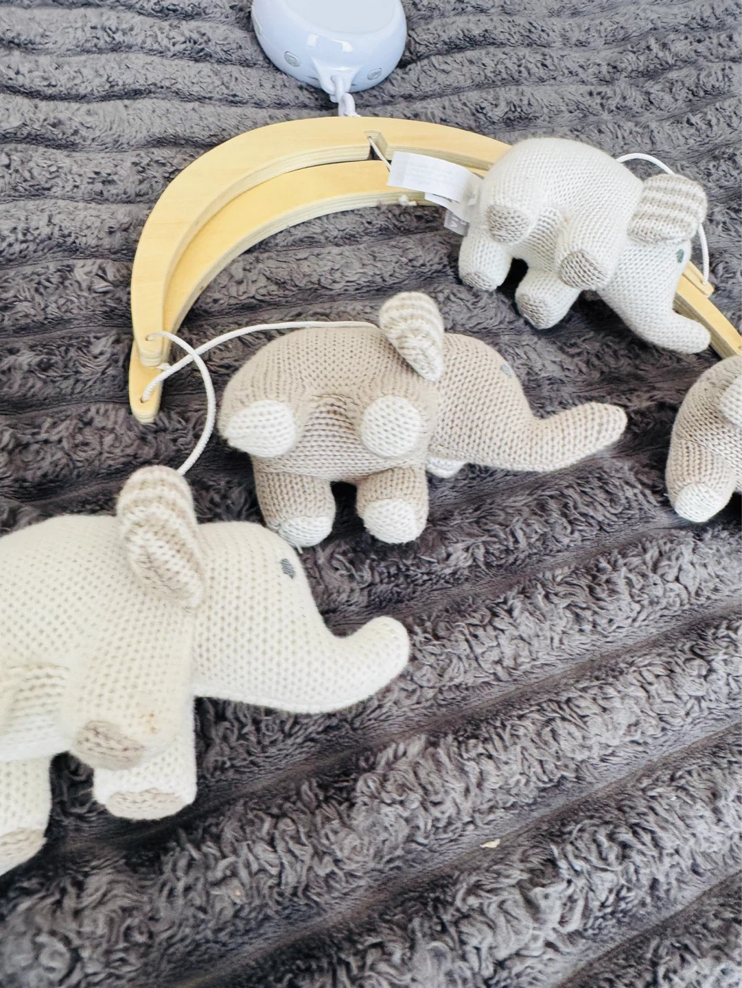 Knitted Elephant Baby Crib Mobile baby - photo 3