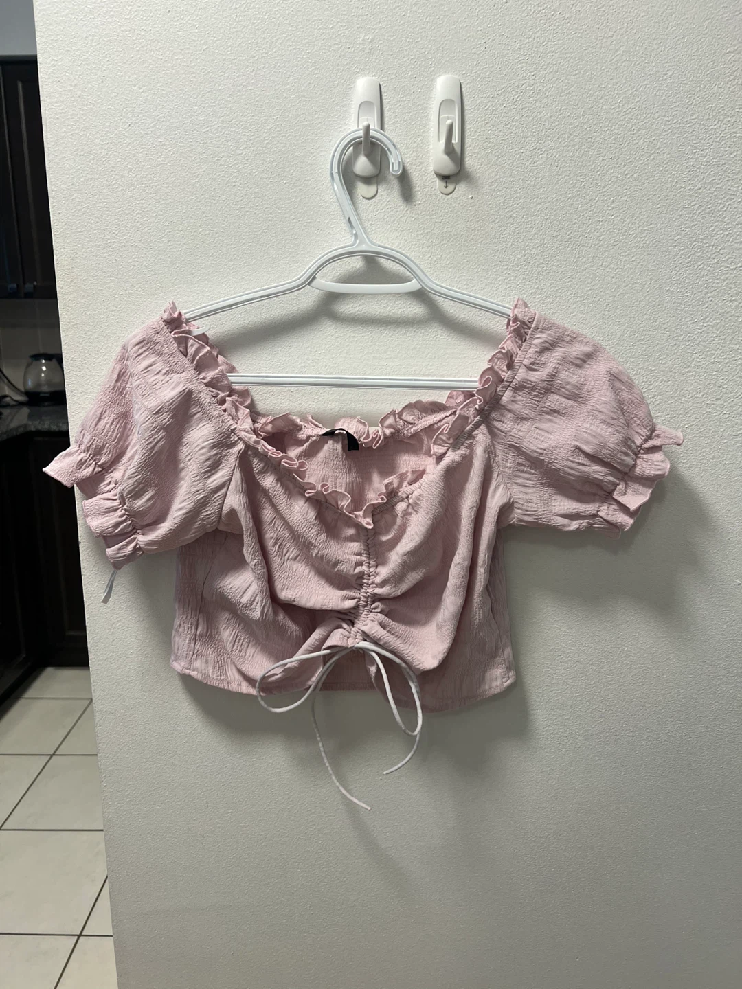 Pink Ruched Crop Top