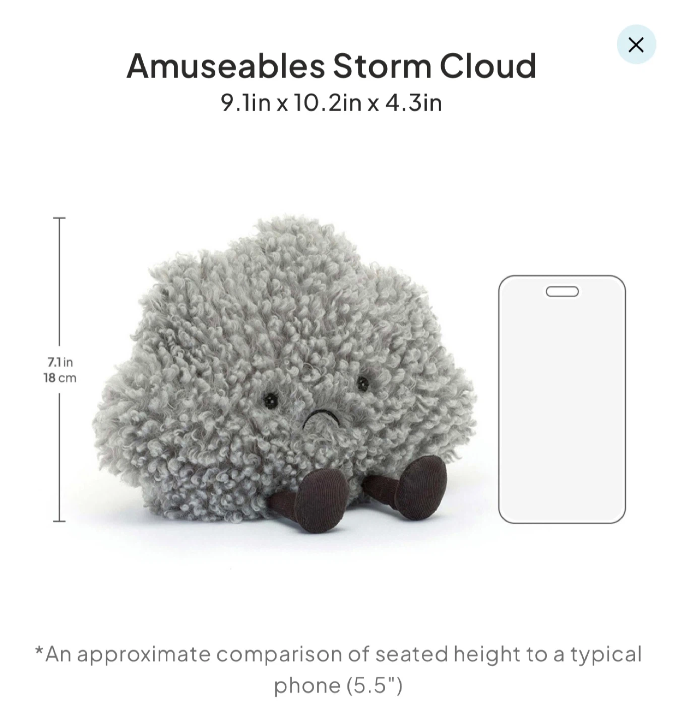 Jellycat Amuseables Storm Cloud Plush Toy - photo 5