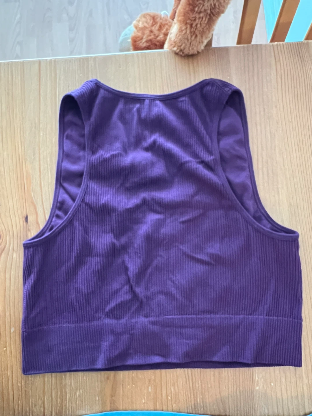 Garage Purple Ribbed V-Neck Crop Top - photo 2
