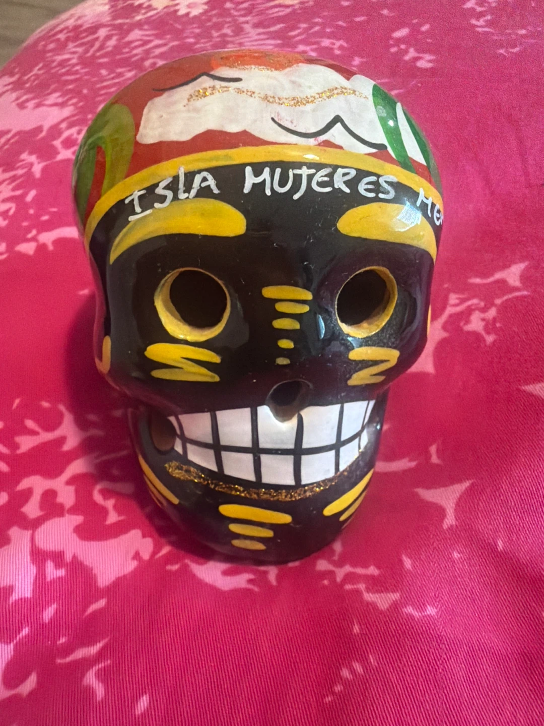 Hand-Painted Skull Figurine - Isla Mujeres