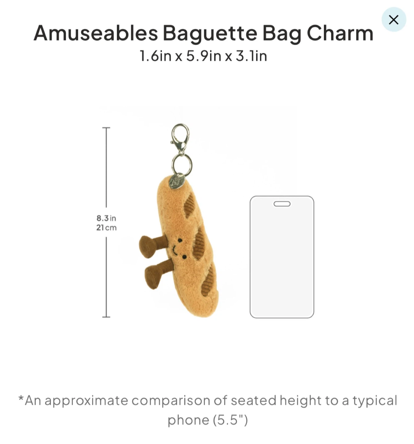Jellycat Amuseables Baguette Bag Charm - photo 5