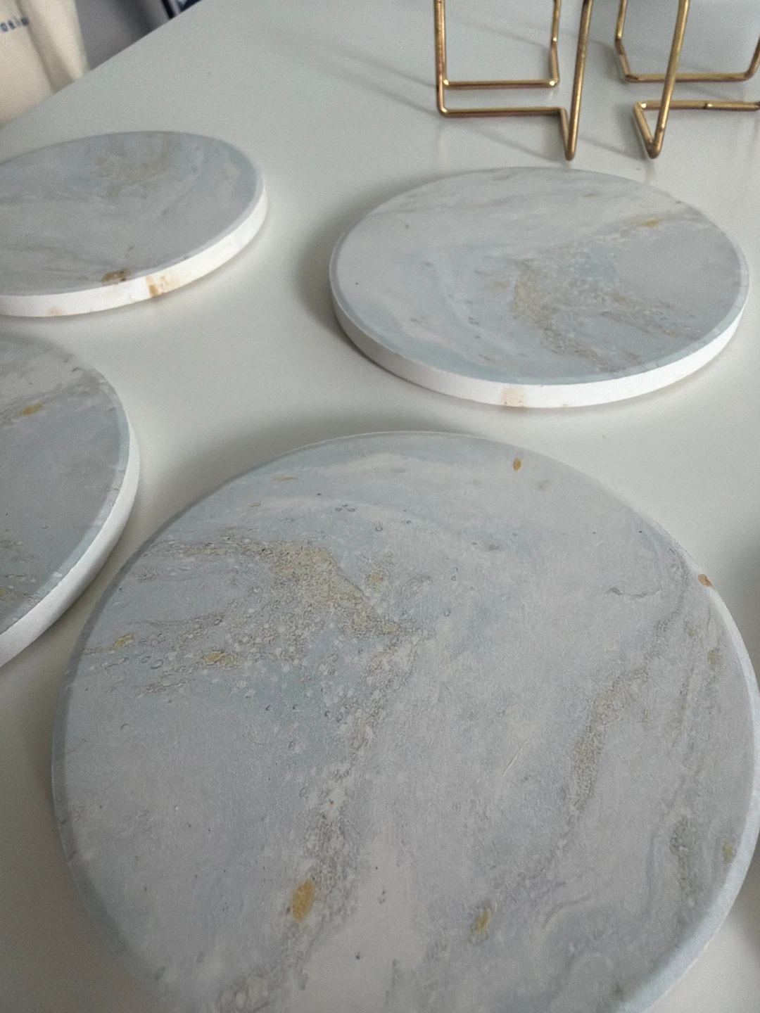 Set of 6 Marble Coasters with Gold Holder - photo 5