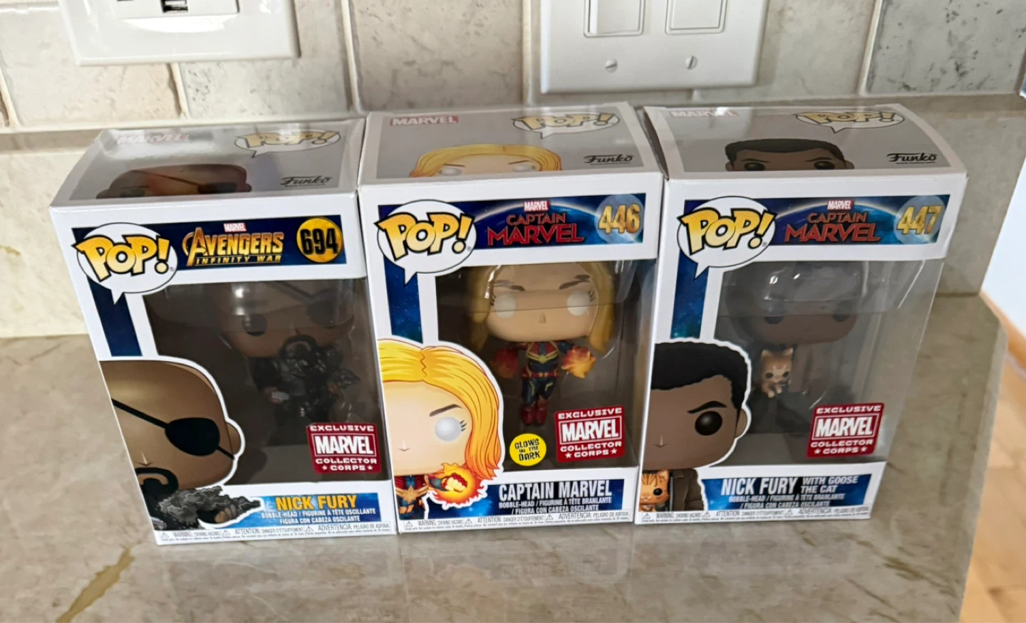 Funko Pop! Marvel Captain Marvel Nick Fury Wonder Woman Lot