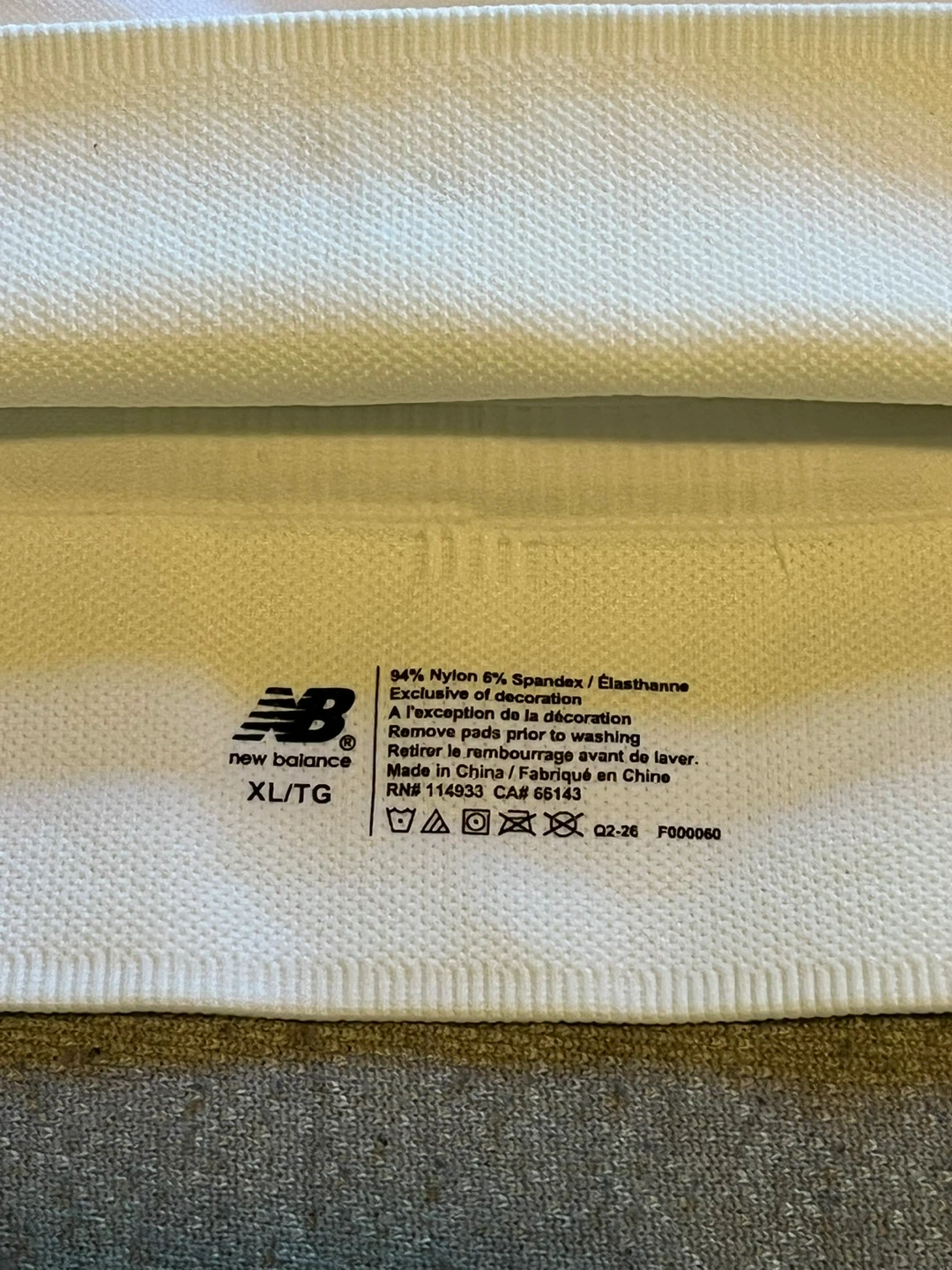 White New Balance Sports Bra XL - photo 3