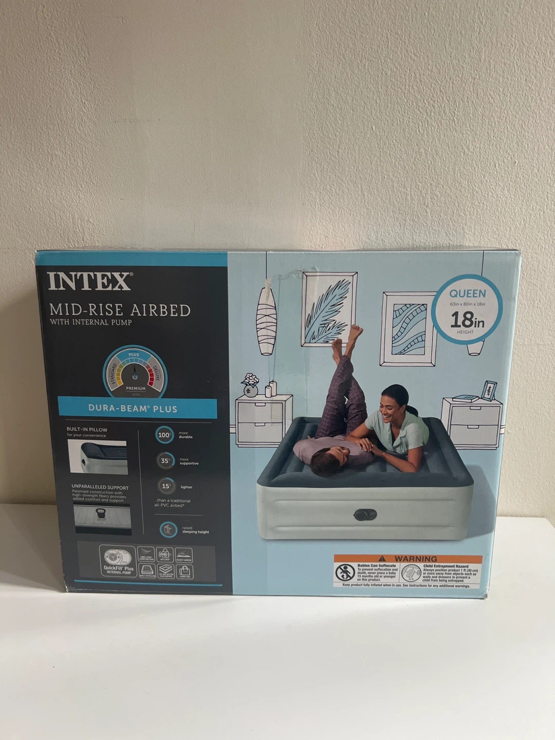 Intex Mid-Rise Queen Airbed with Internal Pump