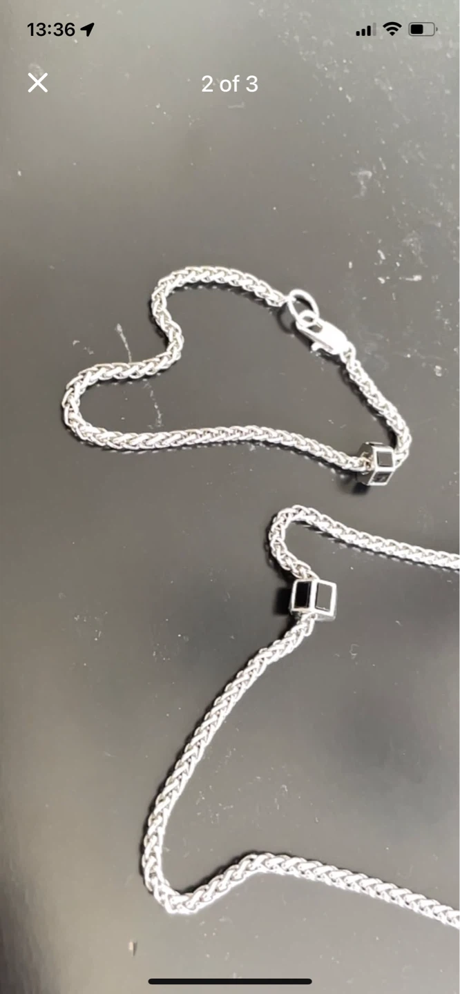 Silver-tone necklace with black square accents - photo 2