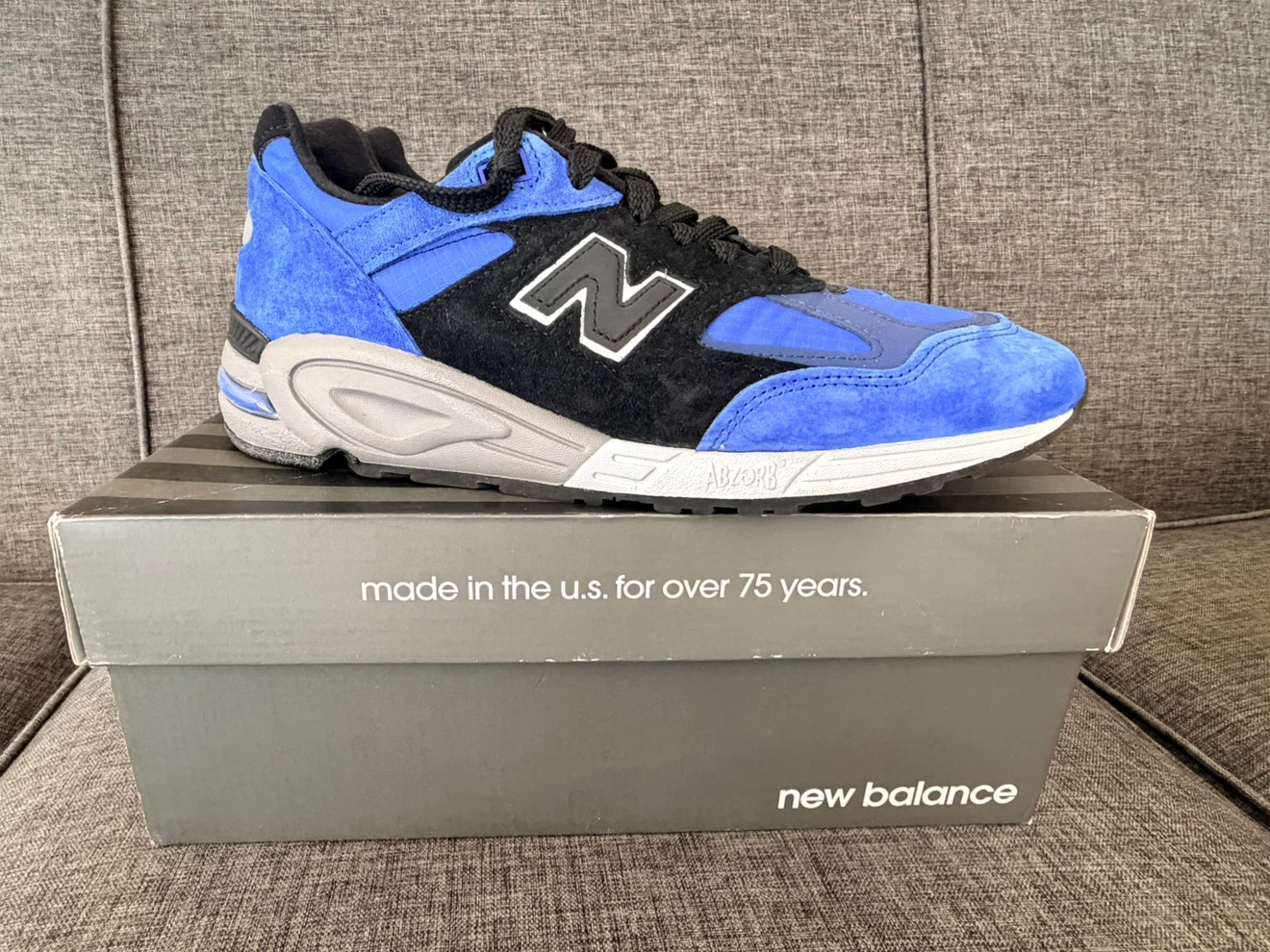 New Balance M990PL2 Made in USA Running Shoes Blue Black Size 10 - photo 2