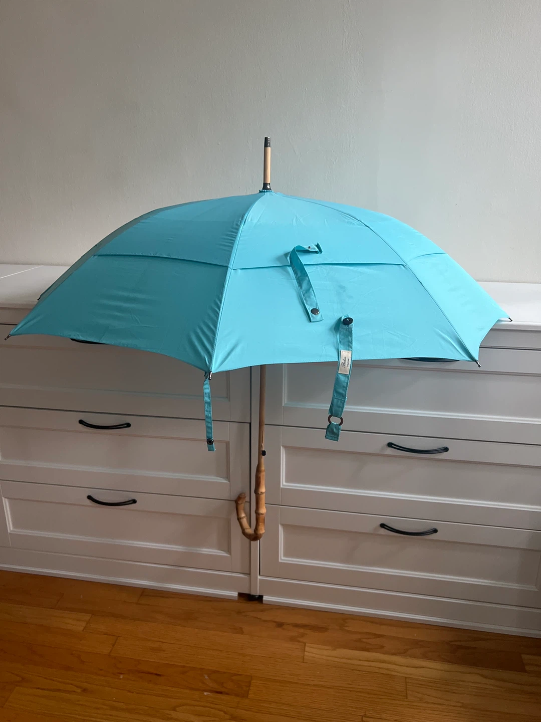 Teal Umbrella with Bamboo Handle