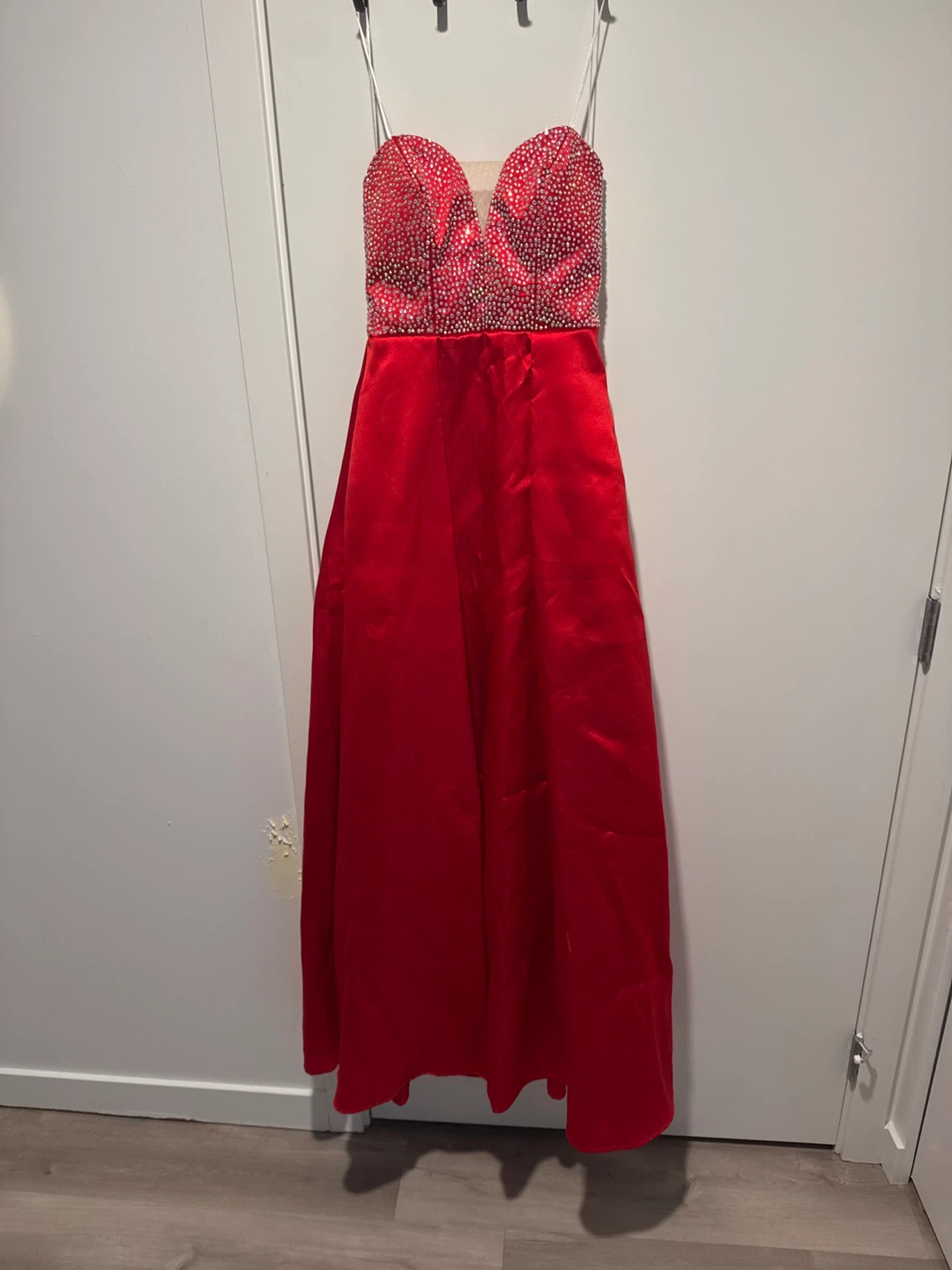 Red Beaded Bodice Formal Gown - photo 2