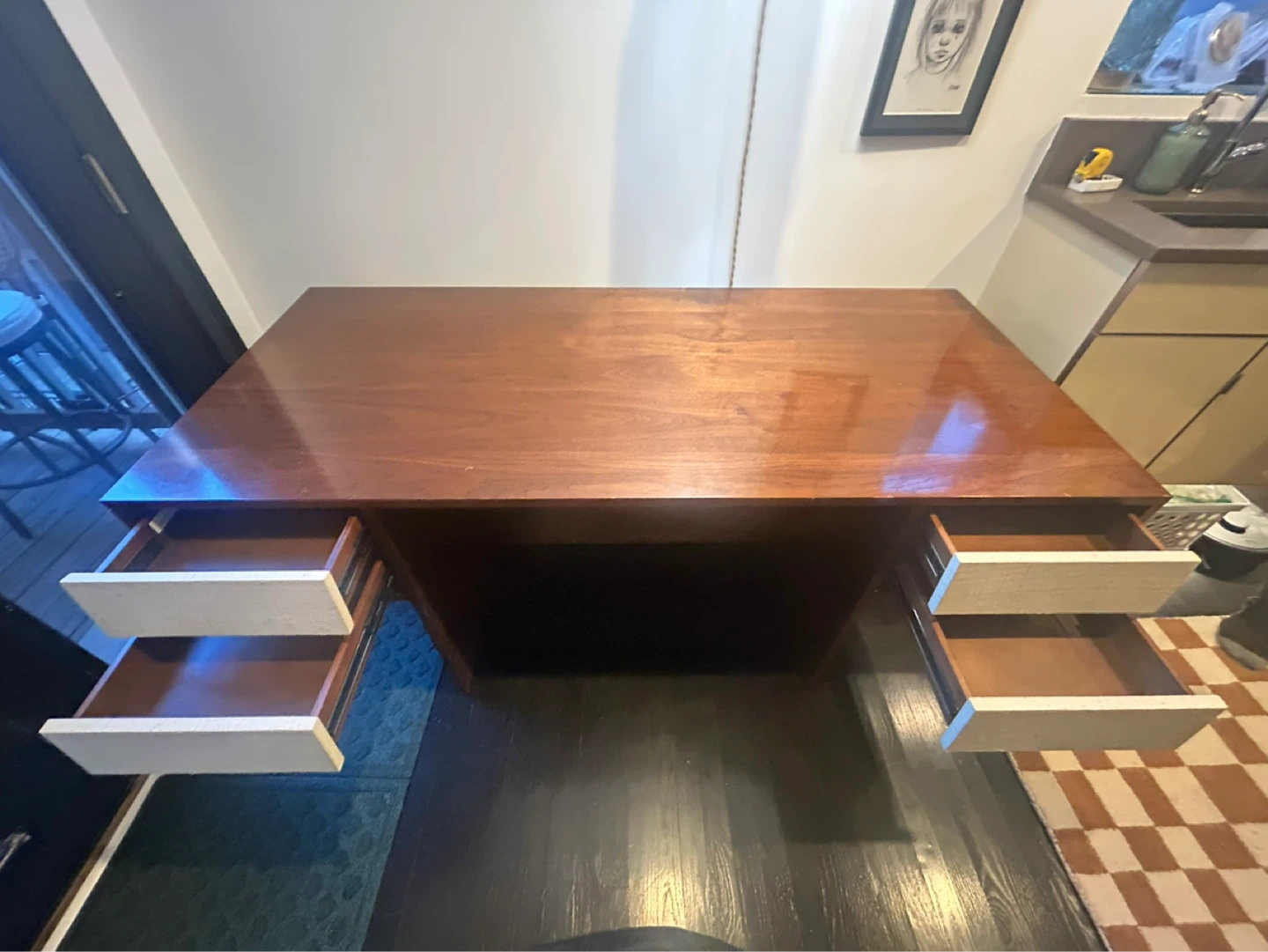 Crate and Barrel 2 Wooden Desk with Drawers - photo 3