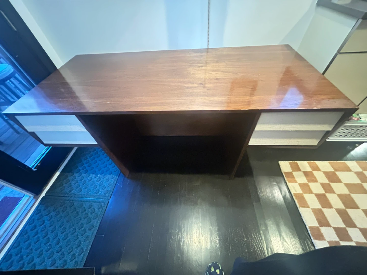 Crate and Barrel 2 Wooden Desk with Drawers