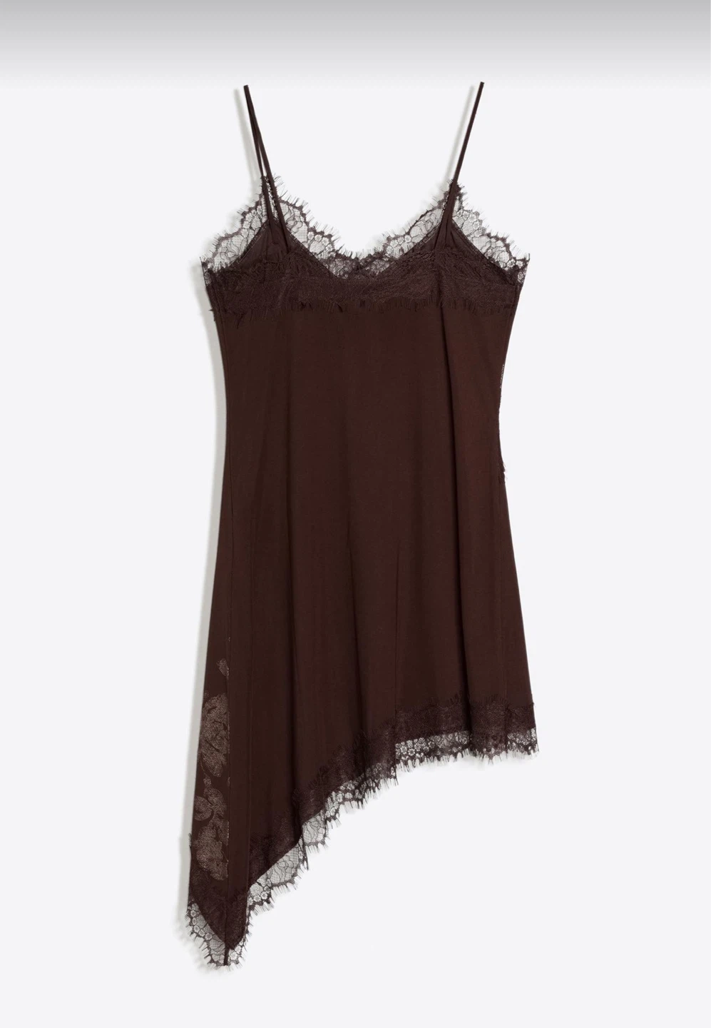 Lace-Trim Dark Brown Floral Print Dress - photo 2