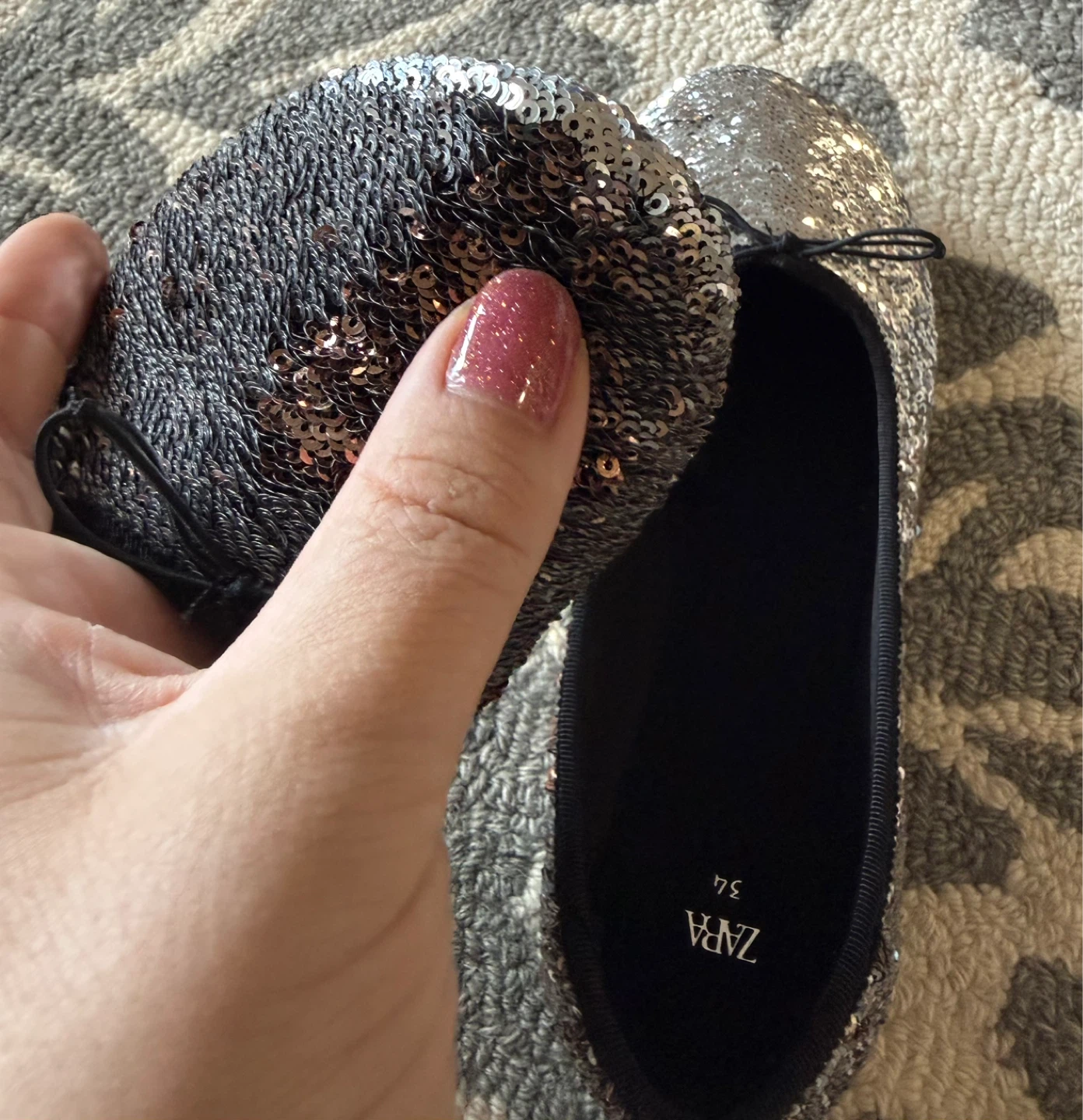 Zara Sequin Ballet Flats Size 34 - photo 5