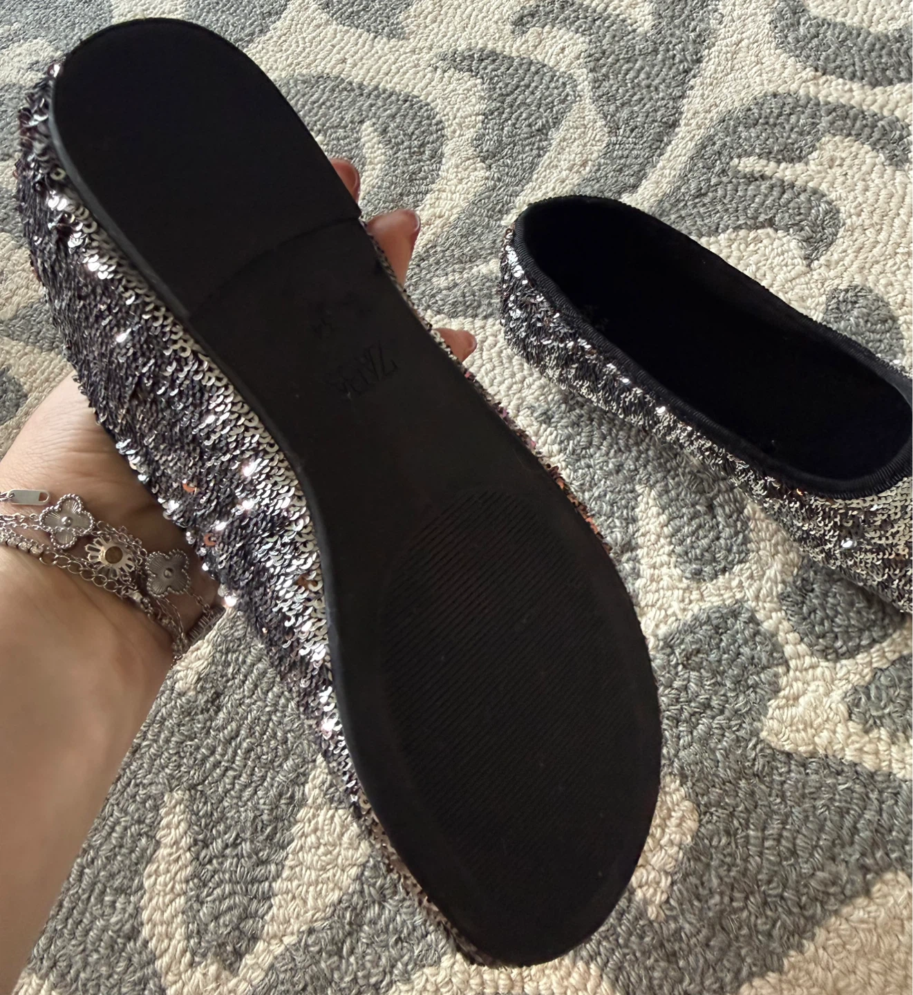 Zara Sequin Ballet Flats Size 34 - photo 3