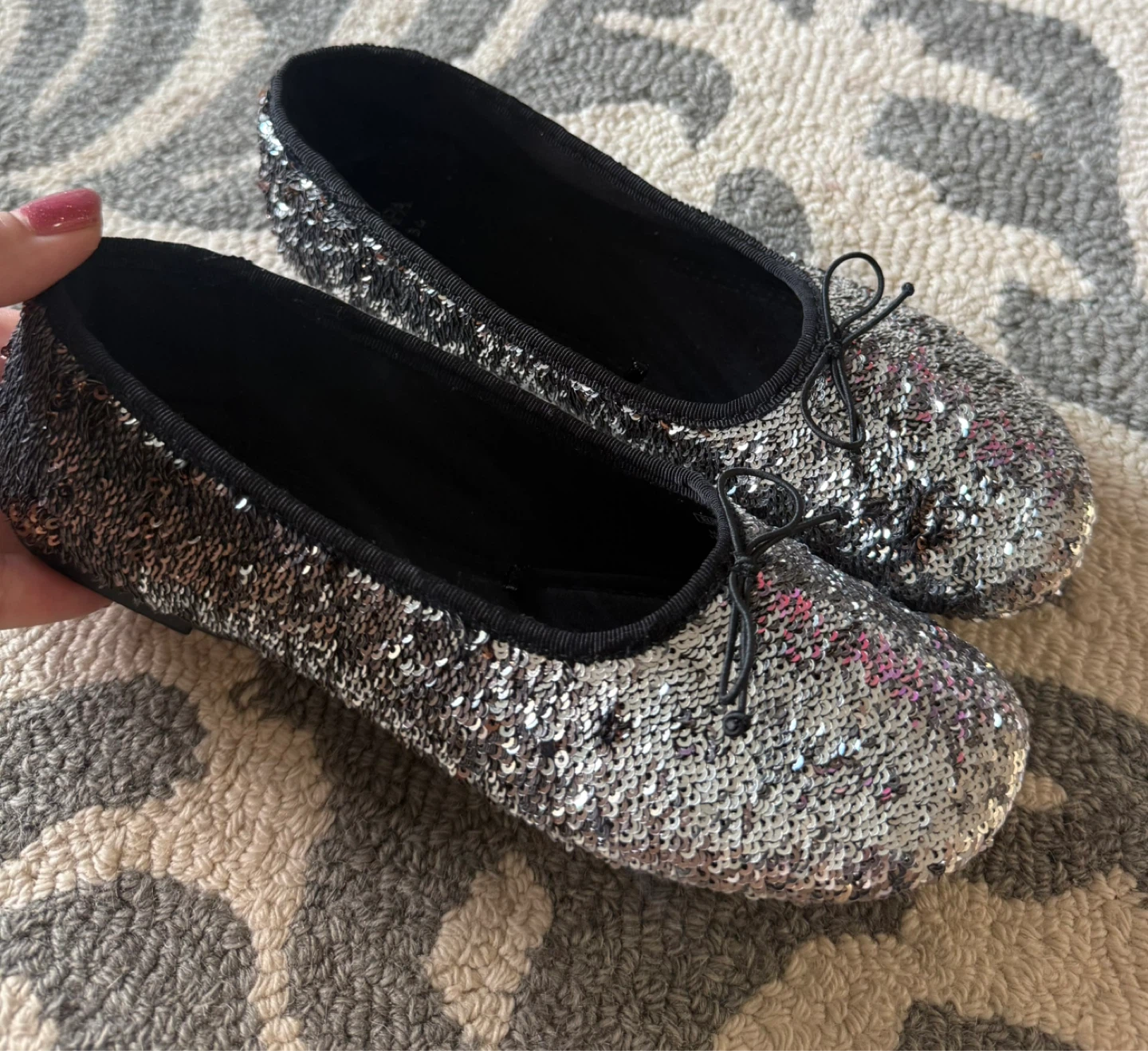Zara Sequin Ballet Flats Size 34