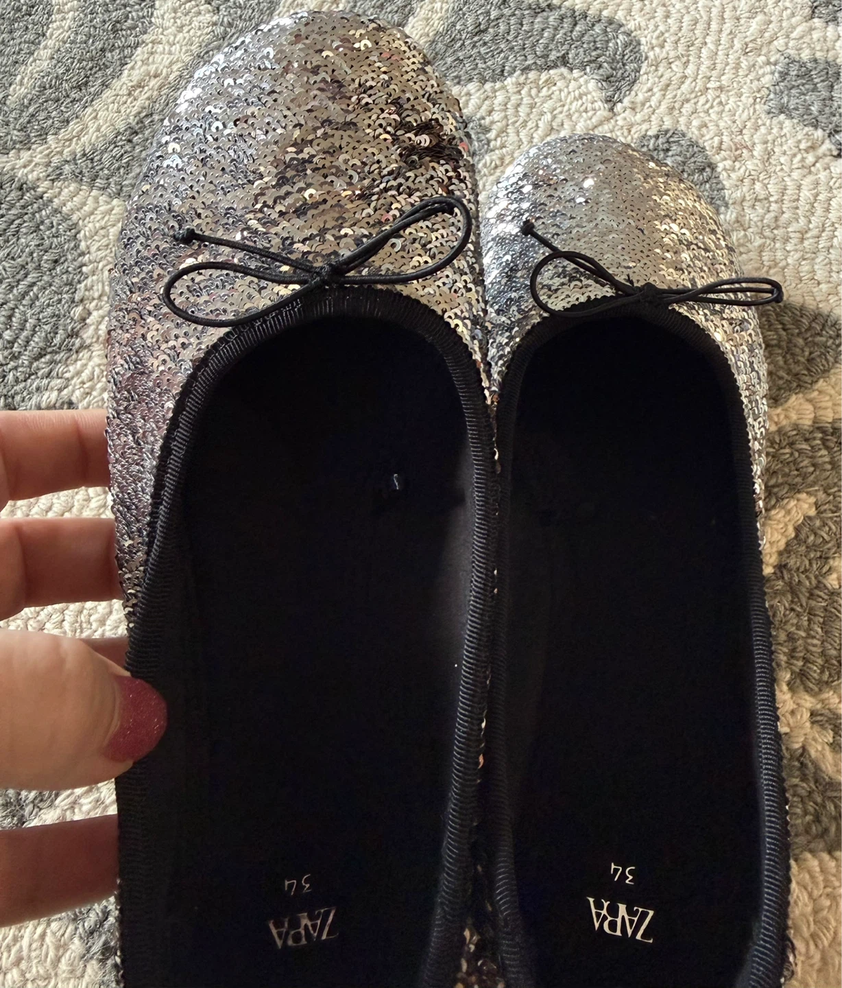 Zara Sequin Ballet Flats Size 34 - photo 4