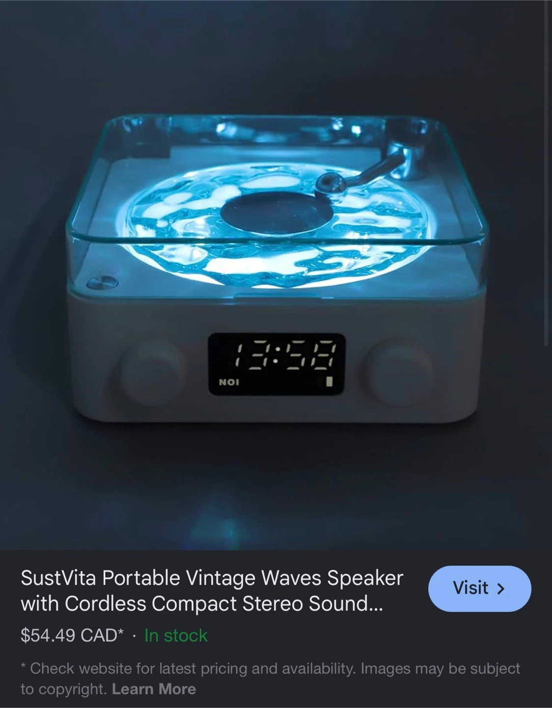 VibeWaves Speaker, Clock, White Noise & Night Light