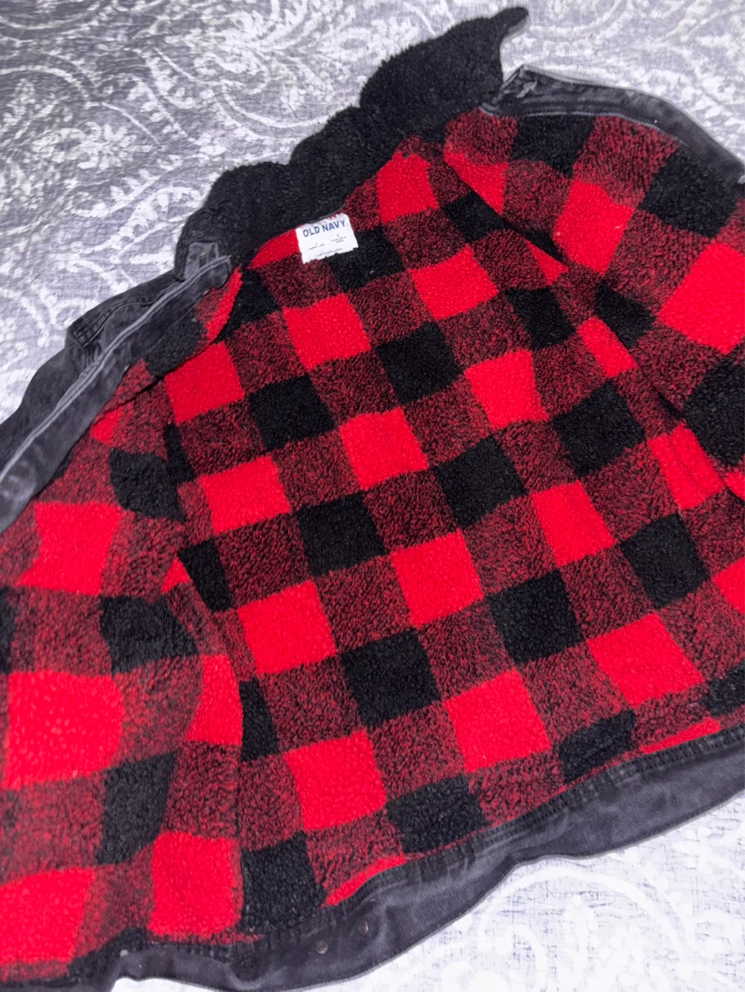 Old Navy Black Denim Sherpa Lined Jacket - photo 5