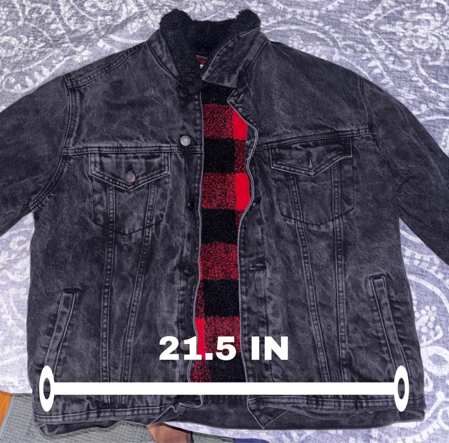 Old Navy Black Denim Sherpa Lined Jacket - photo 2