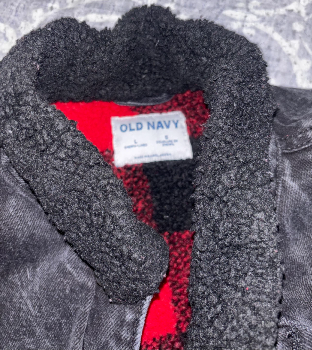 Old Navy Black Denim Sherpa Lined Jacket - photo 4