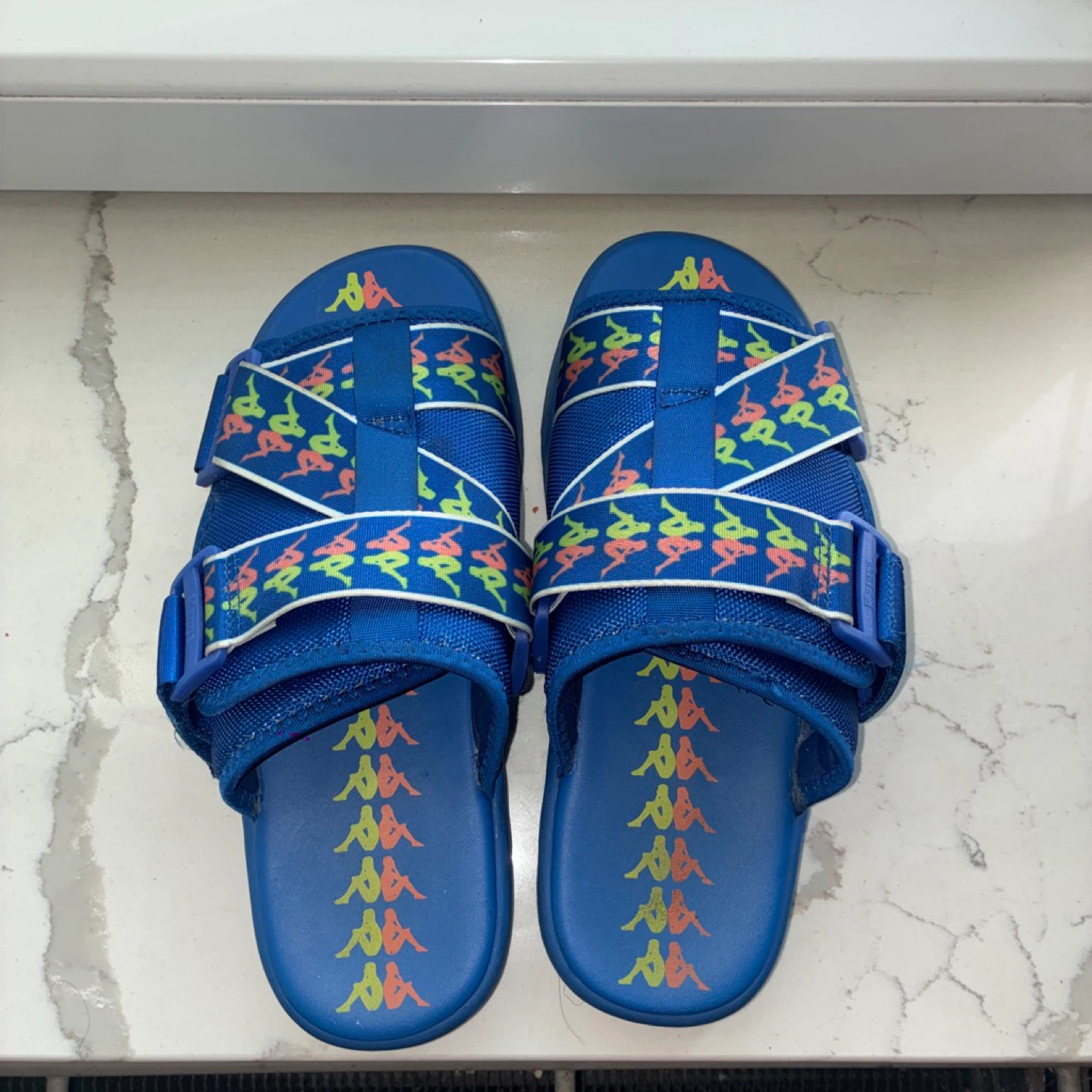 Kappa Blue Logo Slides Sandals 6.5
