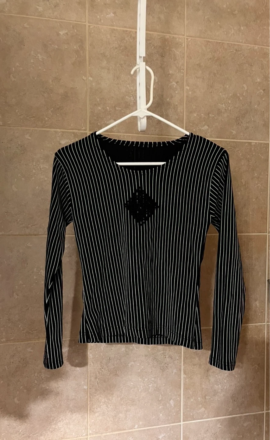 Black and White Striped Long Sleeve Top