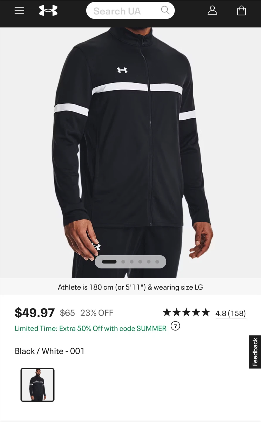 Under Armour Track Jacket - Black/White - photo 2