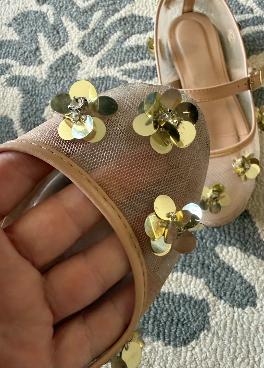 Bamboo ballet flats with gold sequins - photo 4