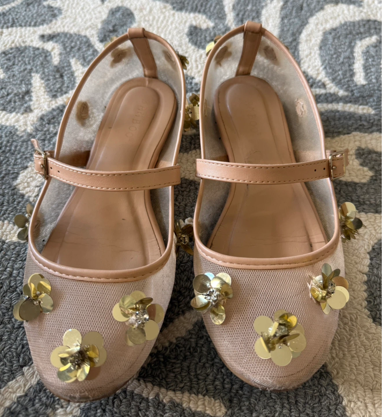 Bamboo ballet flats with gold sequins
