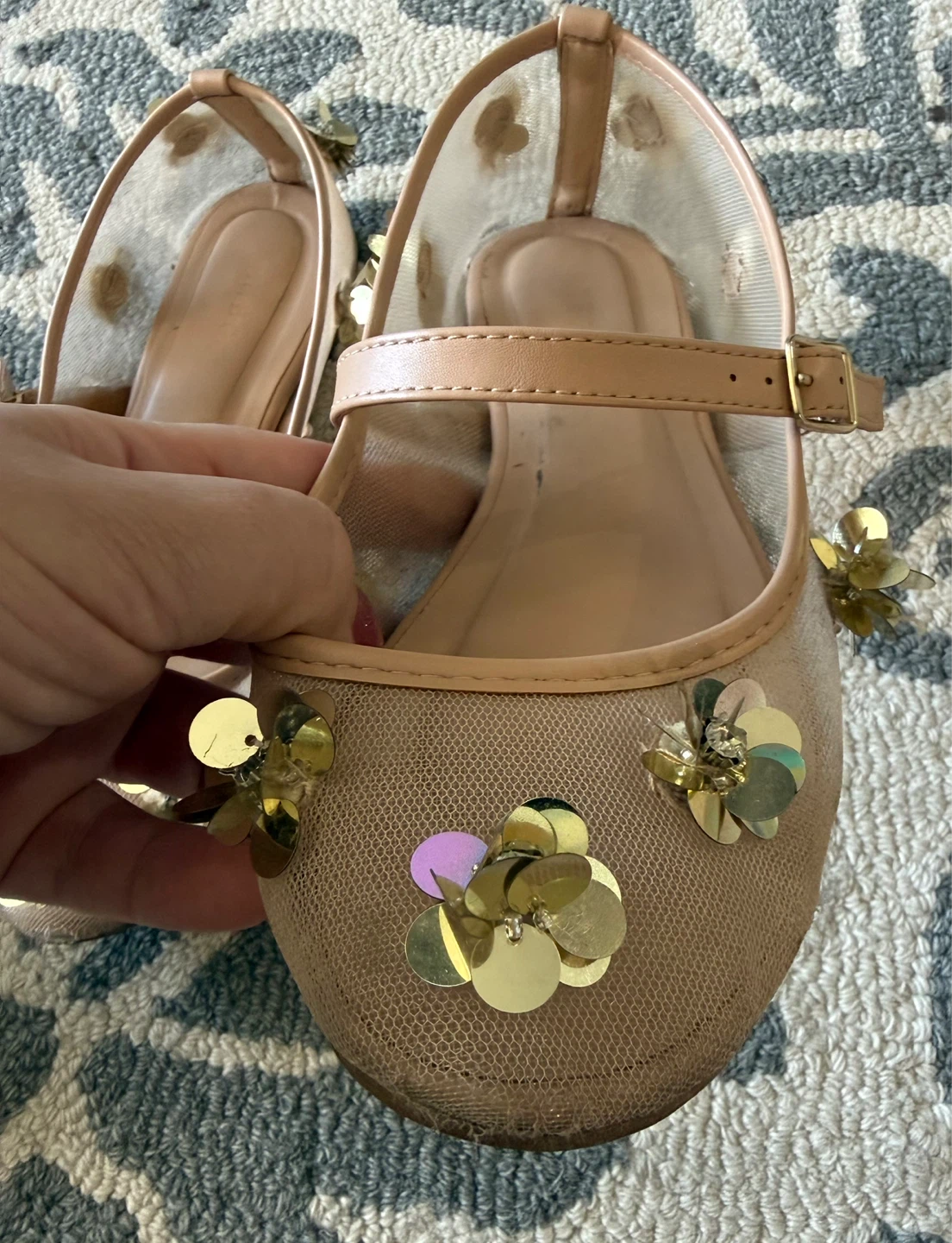 Bamboo ballet flats with gold sequins - photo 5