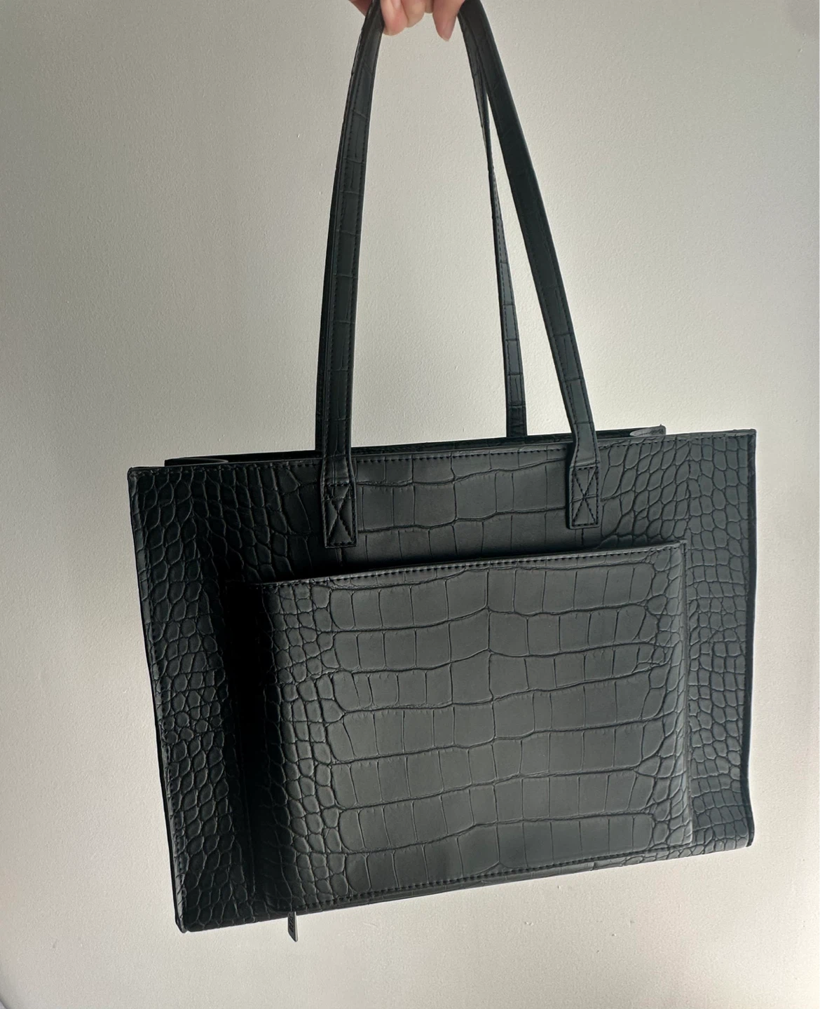 BEIS The Work Tote  in Black Croc Authentic - photo 2