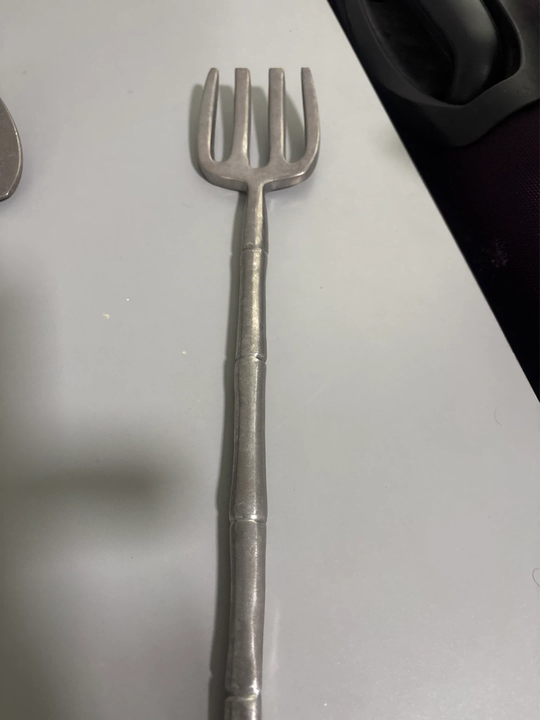 Vintage  Aluminum Salad Servers in Bamboo Design - photo 3