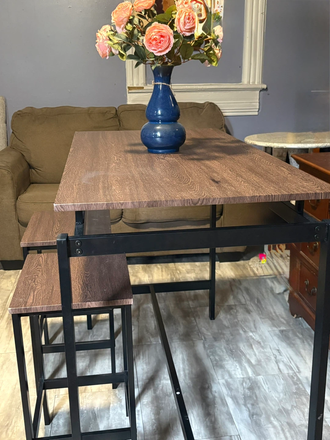 Wood Grain Dining Table with 4 Stools - photo 3