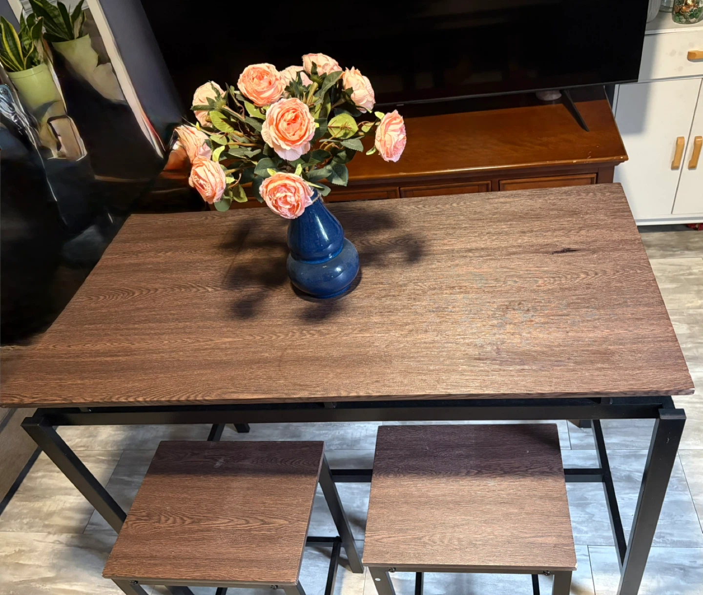 Wood Grain Dining Table with 4 Stools - photo 5