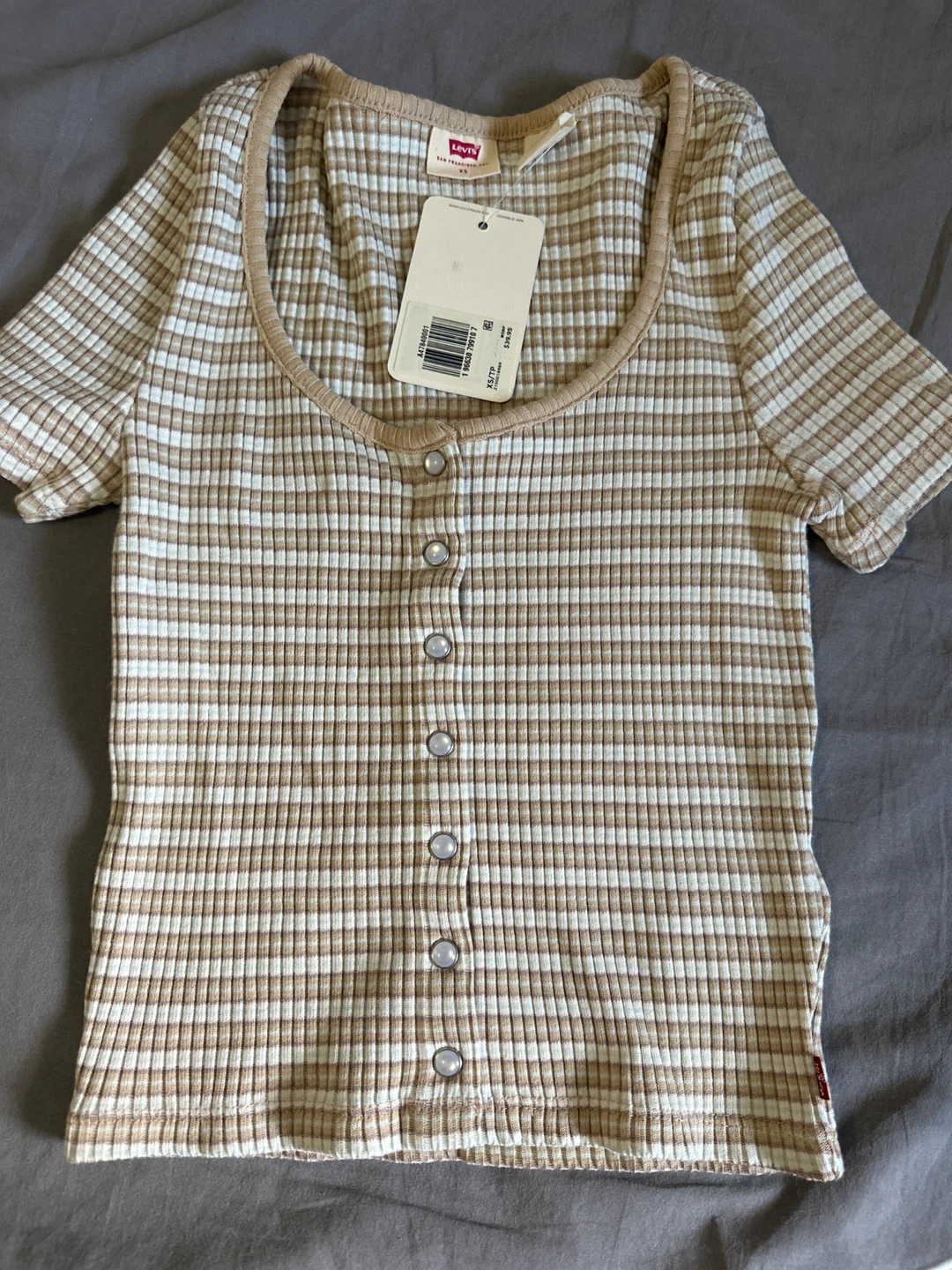 Levi's Ribbed Button-Up Crop Top XS/TP