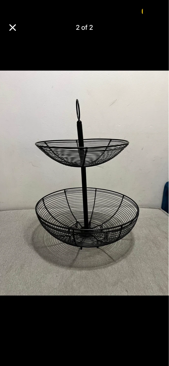 2-Tier Black Wire Fruit Basket Stand - photo 2