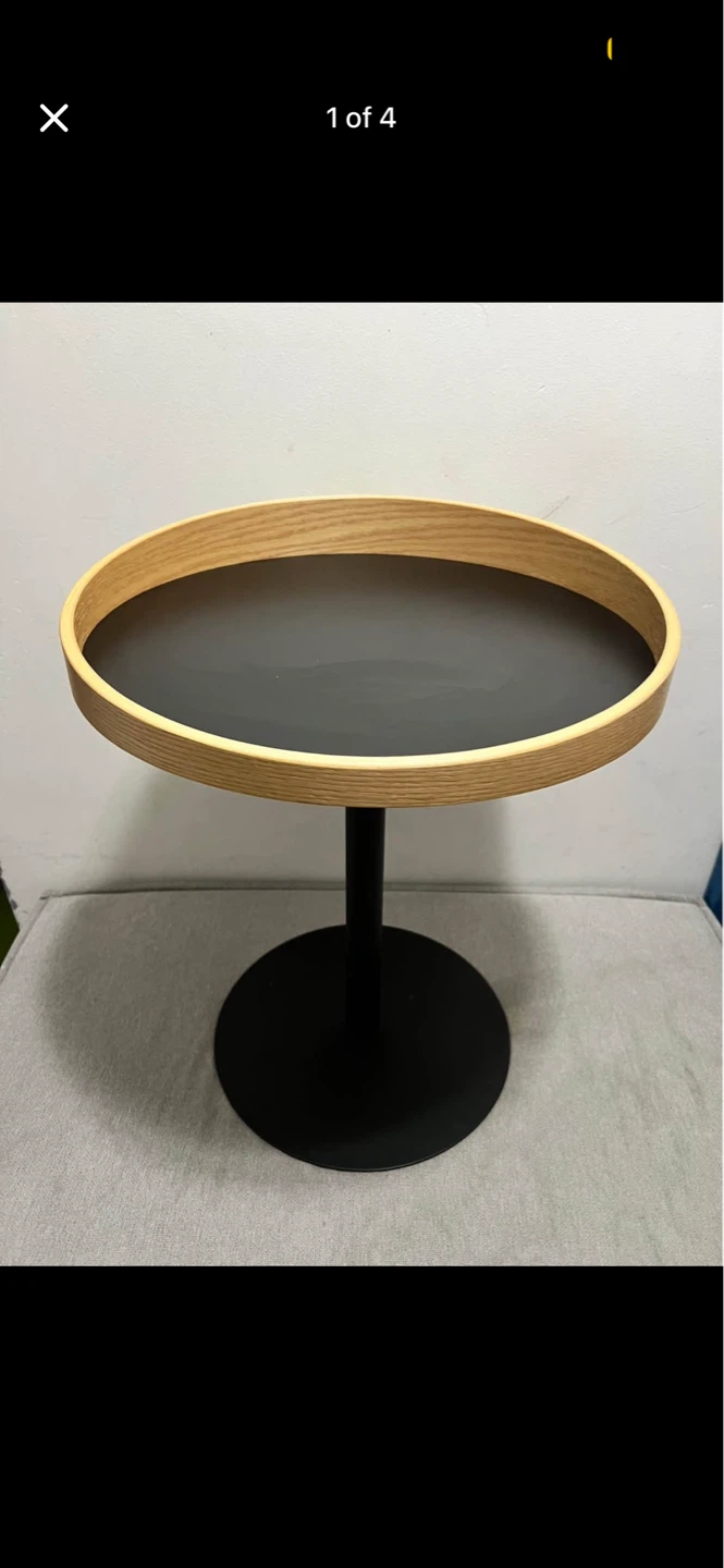 Hileman 22" Wood and Metal Round Pedestal End Table
