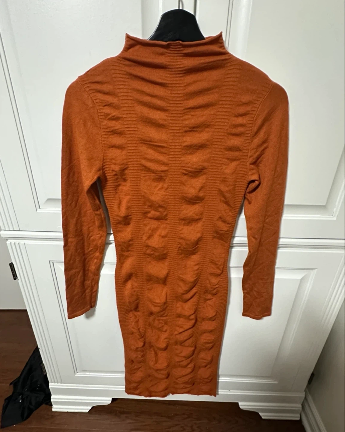 Orange Mock Neck Long Sleeve Bodycon Dress