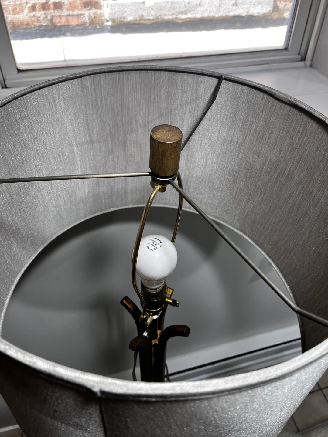 Vintage Floor Lamp with Grey Drum Shade - photo 2