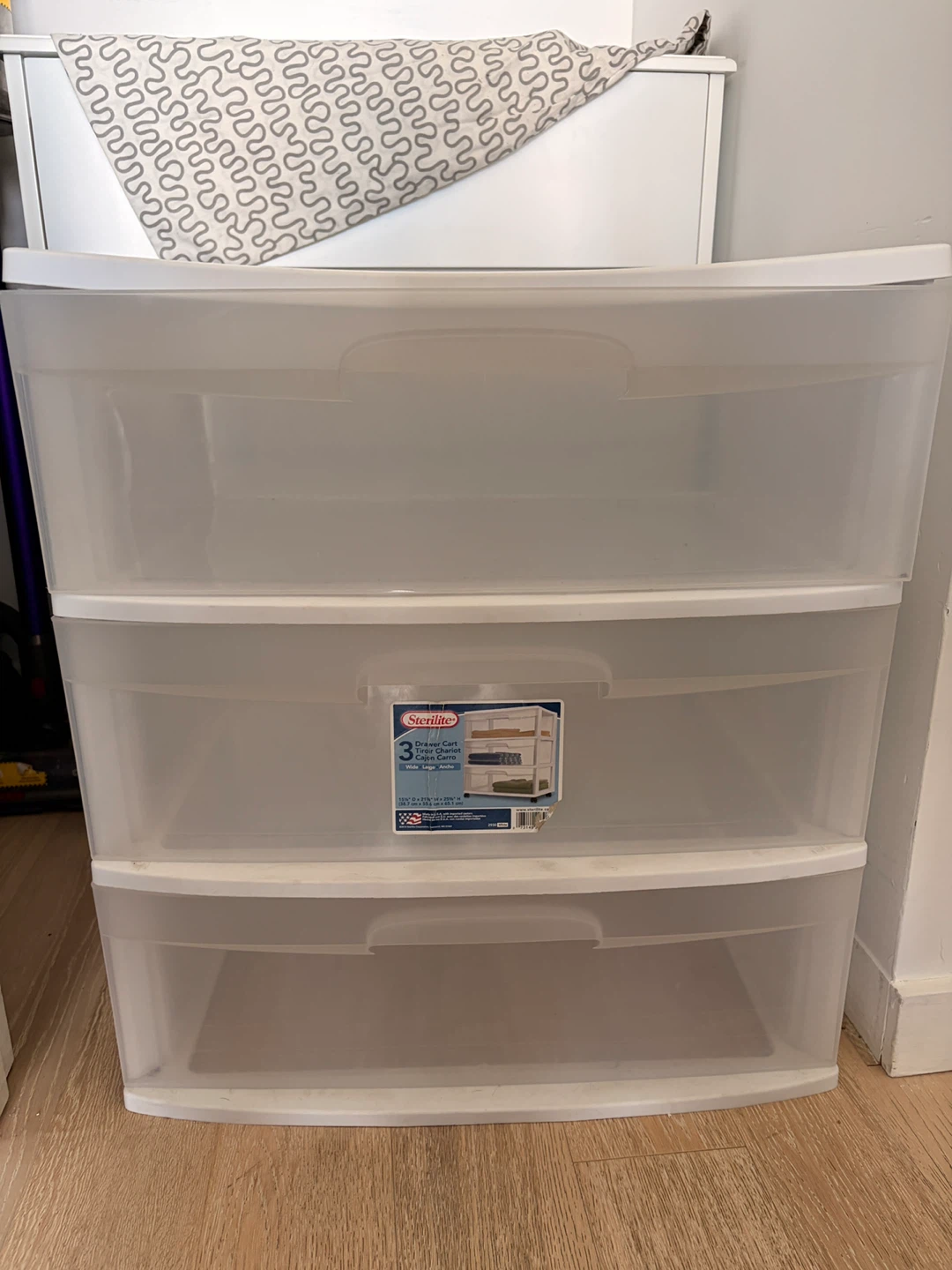 Sterilite 3 Drawer Wide Cart